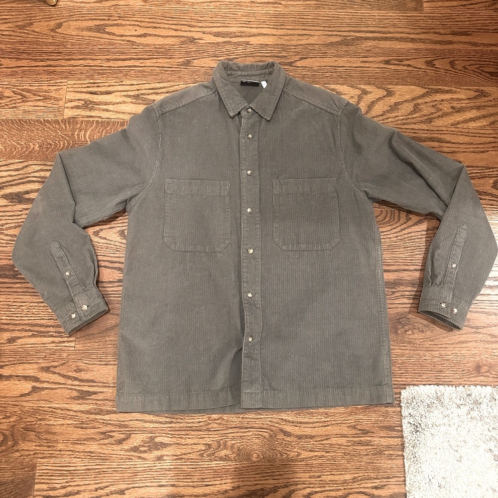 ASOS Design Gray Corduroy Button-Up Shirt - Medium